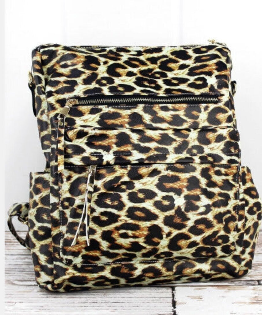 Leopard Faux Leather Backpack