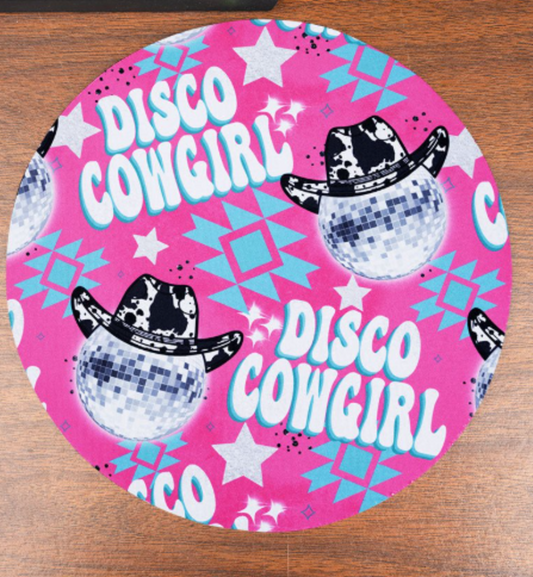 Round Disco Cowgirl Mouse Pad