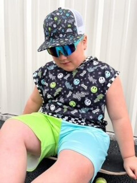 Smiley Checkered Hooded Tank