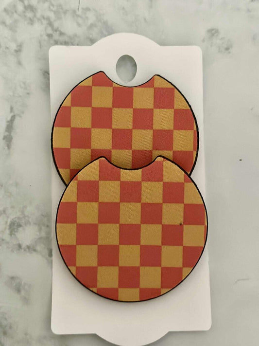 Checkered car coasters
