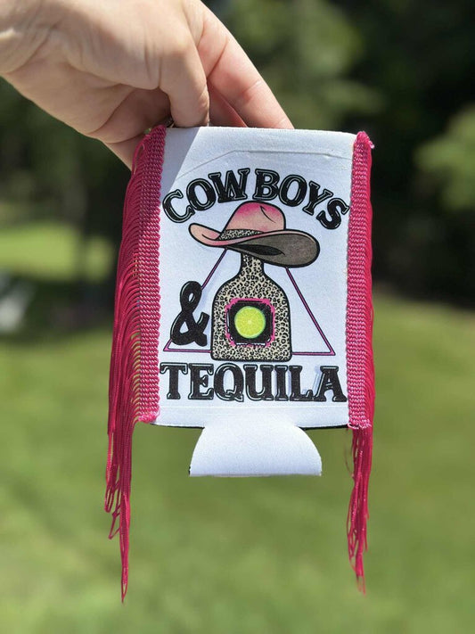 Cowboys & Tequila koozie w fringe