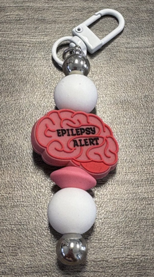 Epilepsy keychain/bag clip on white