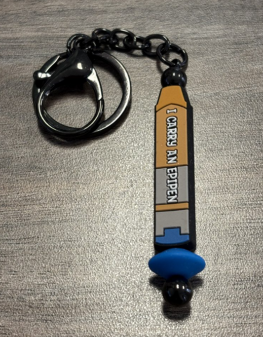 EpiPen bag clip/keychain on black