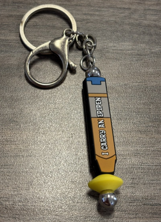 EpiPen bag clip/keychain on silver