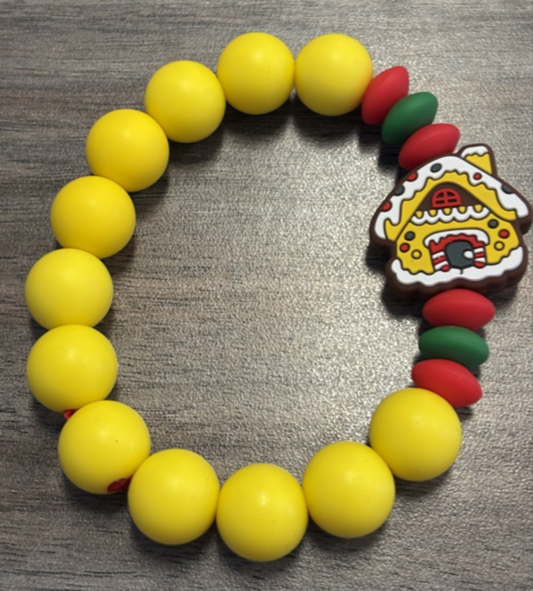 Gingerbread house teething ring