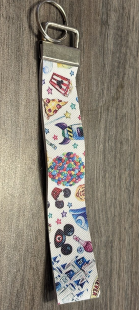 Happiest place leather keychain