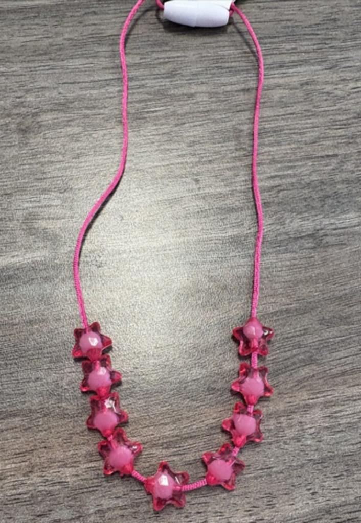 Pink bitty star necklace