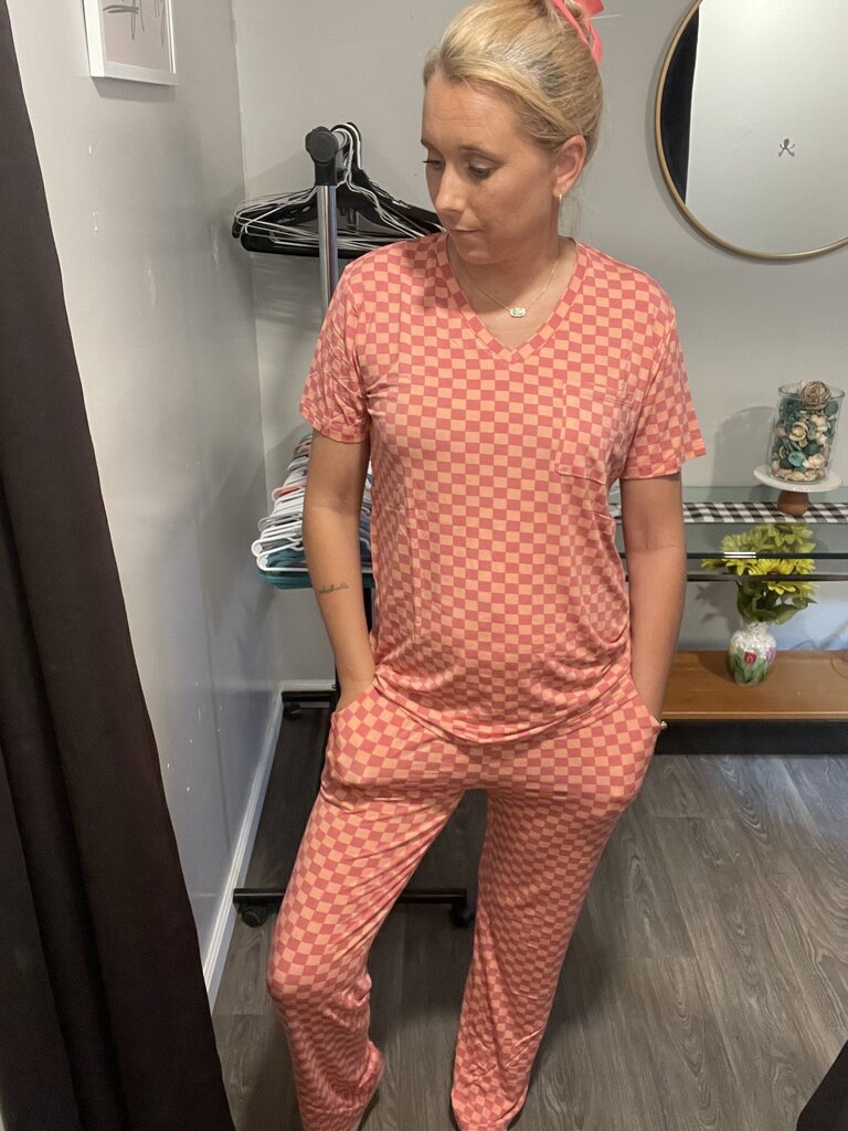 Cloud Checkered Pajamas Set