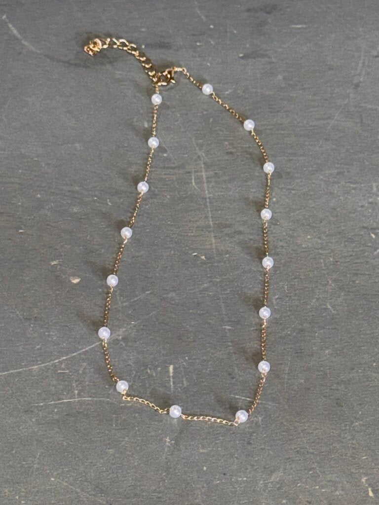 Gold Plated with Pearl Detail Necklace