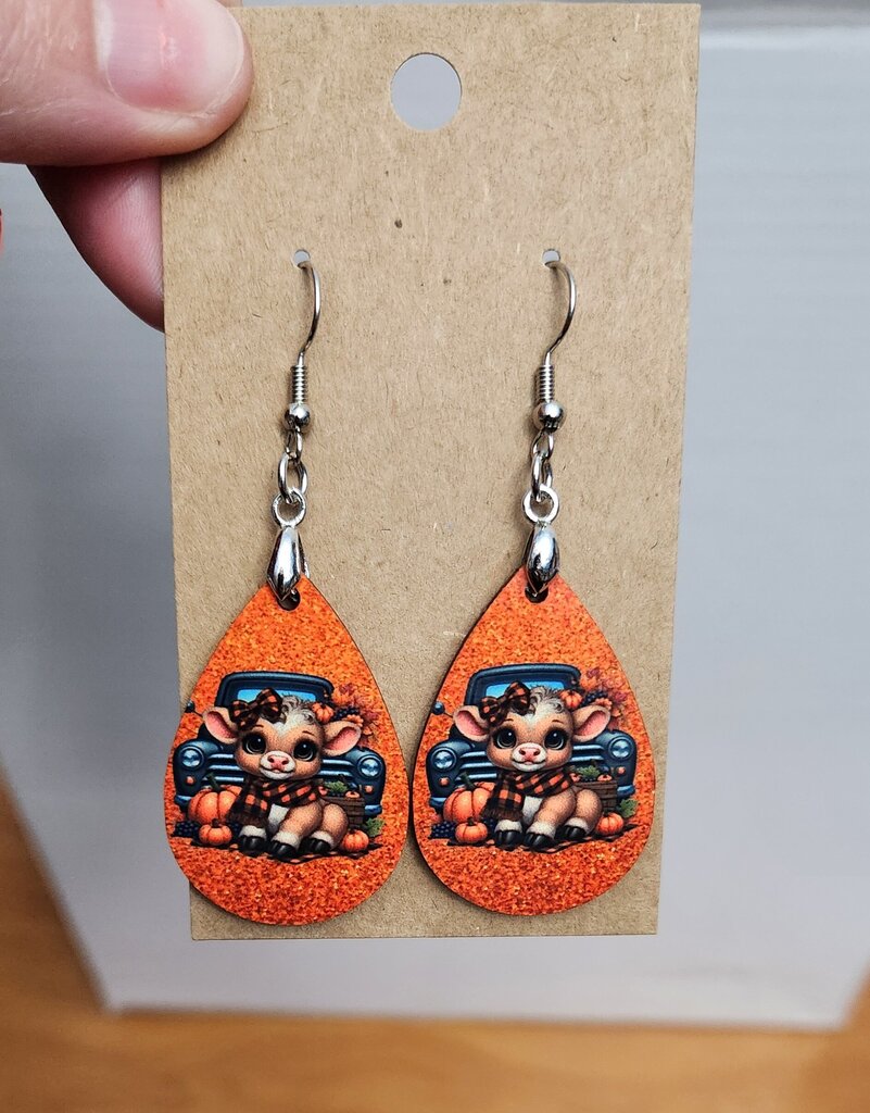 Cow trck orngglitter TD Earrings