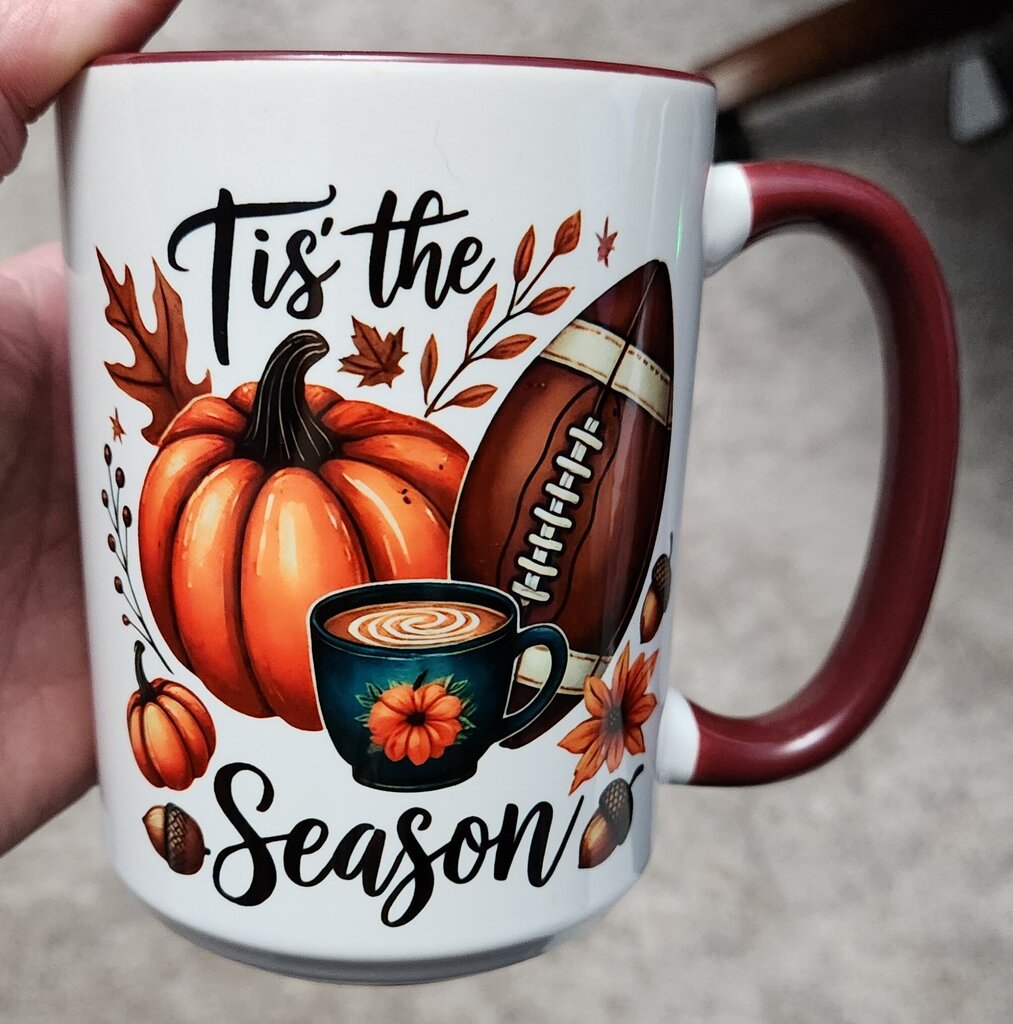 Tis The Season Fall Mug Brgdy 15 oz