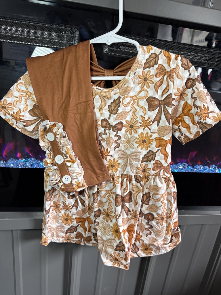 Brown Fall Bow Back Set