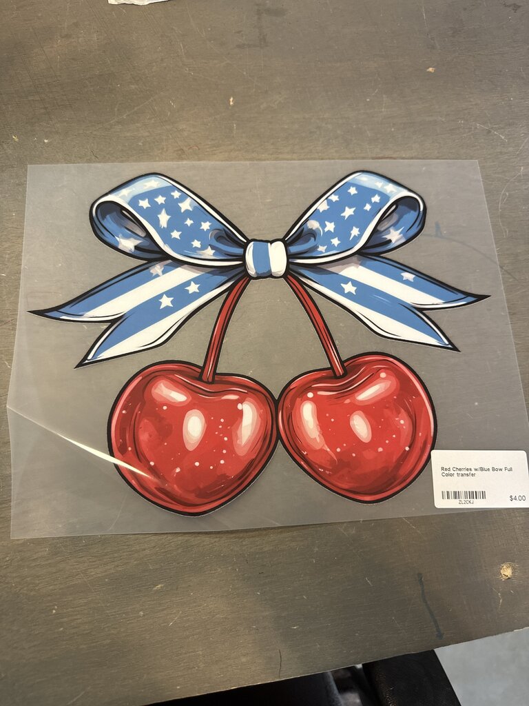 Red Cherries w/Blue Bow Full Color transfer