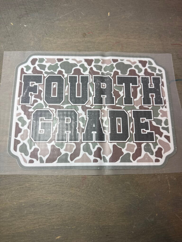 Camo Fourth Grade Full Color Transfer