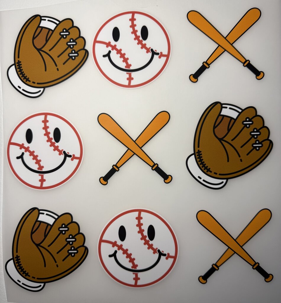 Baseballs, Gloves, and Bats Full Color Transfer