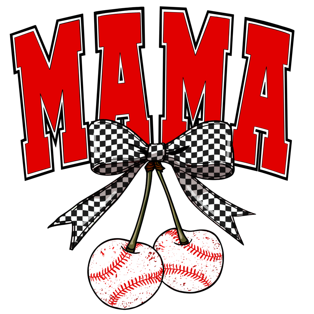 Mama baseball Cherries Full Color Transfer