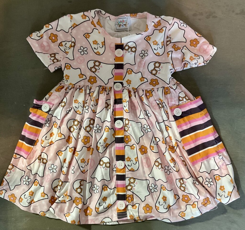 Groovy Ghost Button Dress