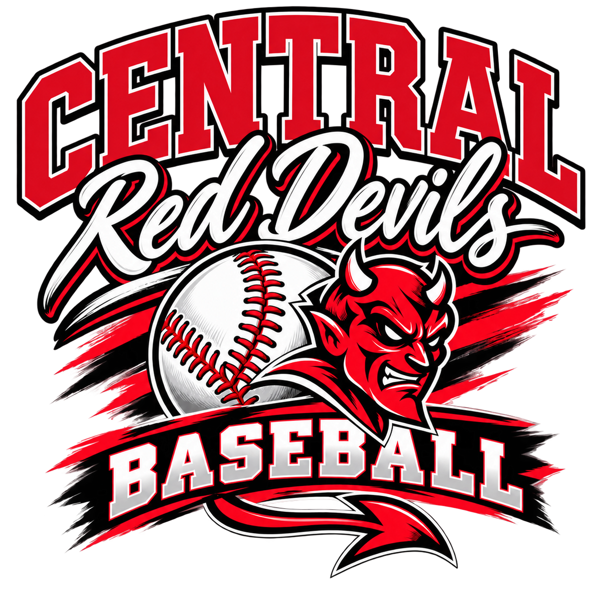 Central Red Devils Baseball DTF Transfer