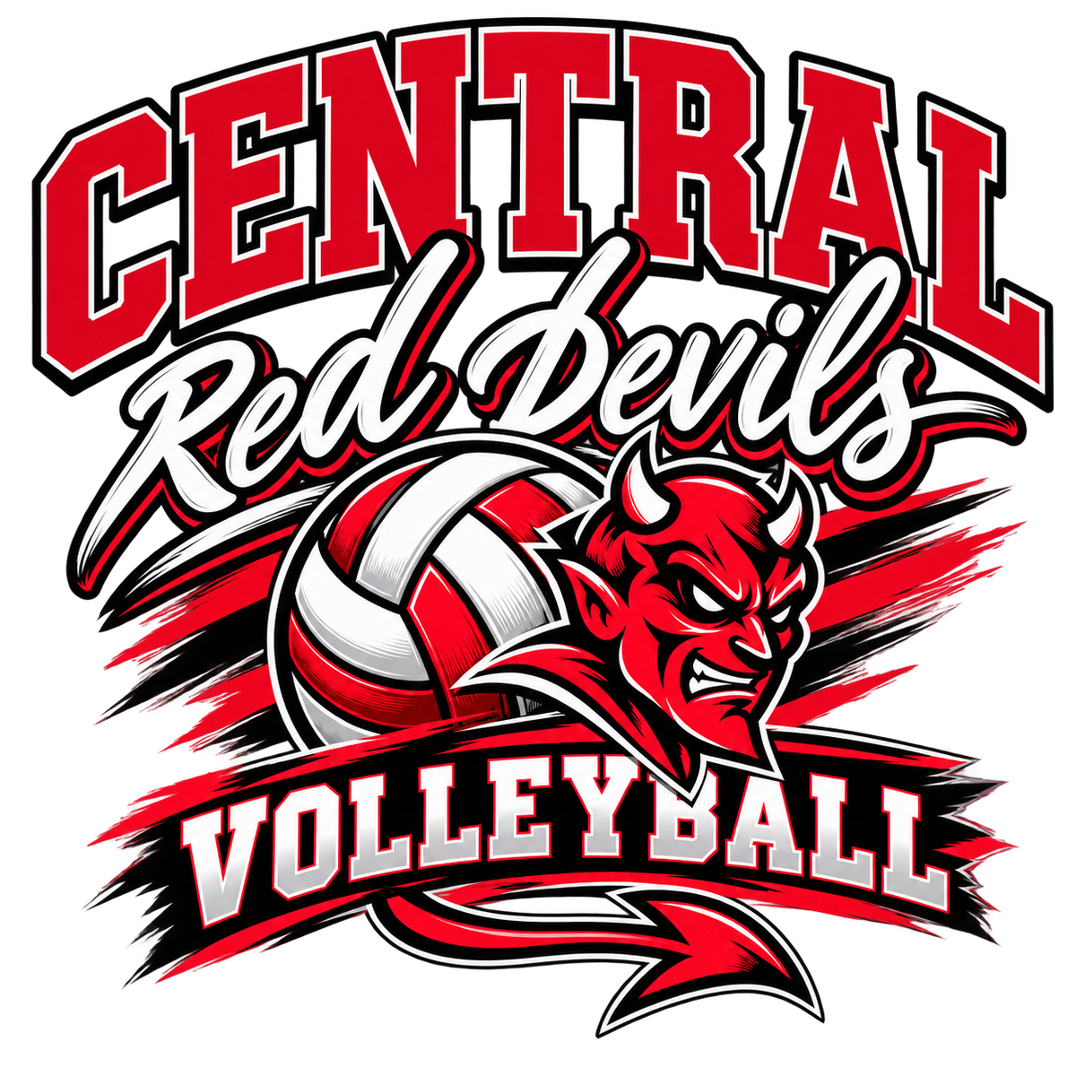 Central Red Devils Volleyball DTF Transfer