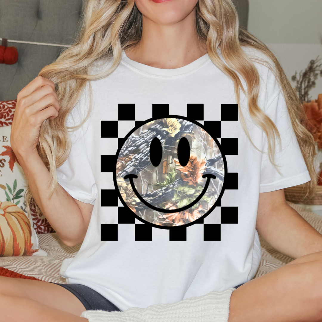 Camo Smiley Comfort Color Tshirt