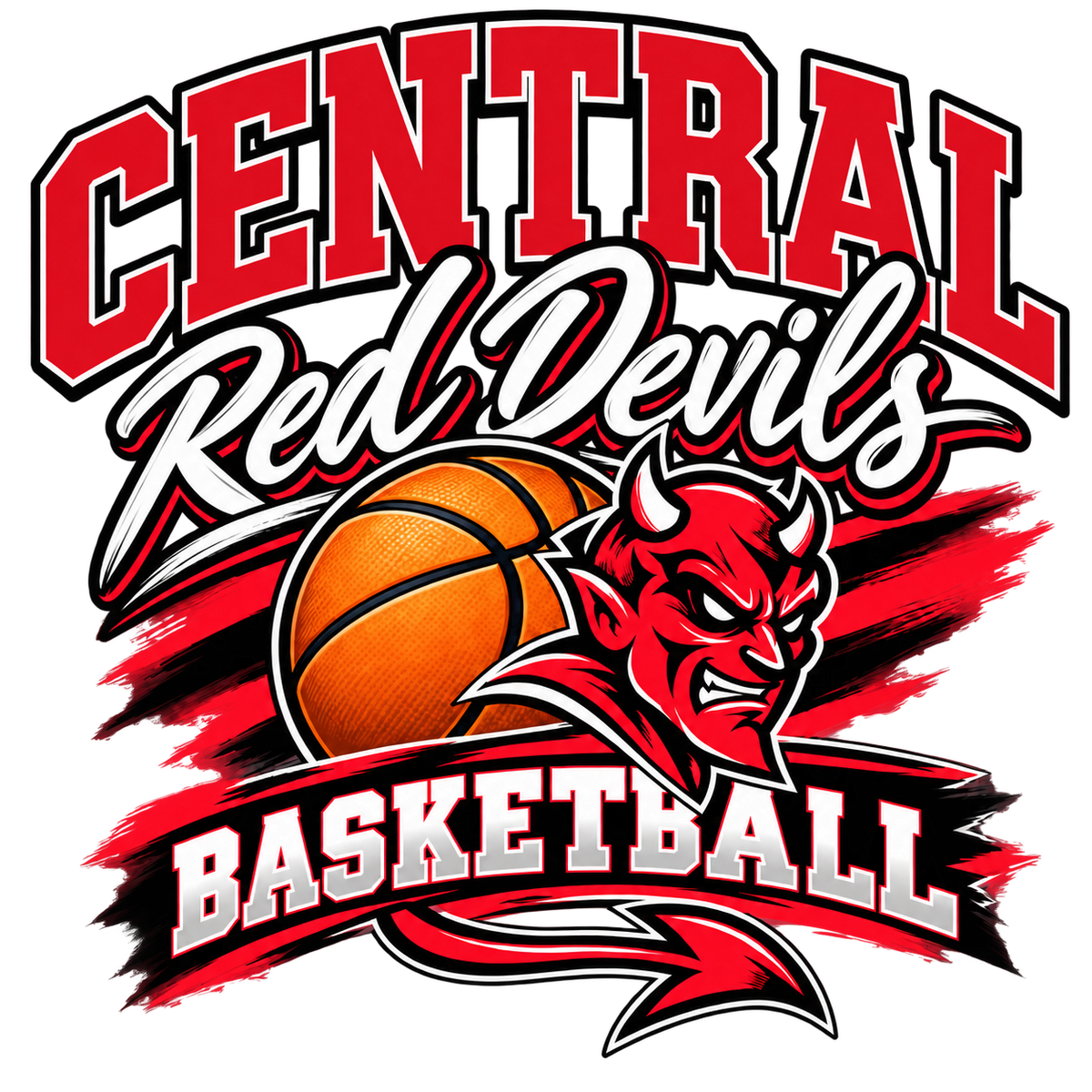 Central Red Devils Basketball DTF Transfer