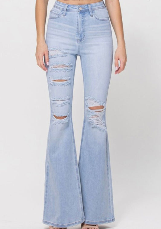 CELLO HIGH RISE DESTROY SUPER FLARE JEANS