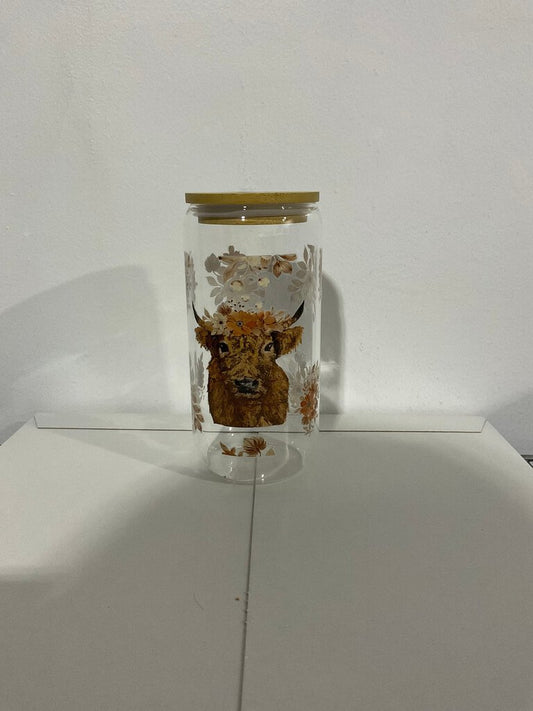 HIGHLAND COW GLASS CUP