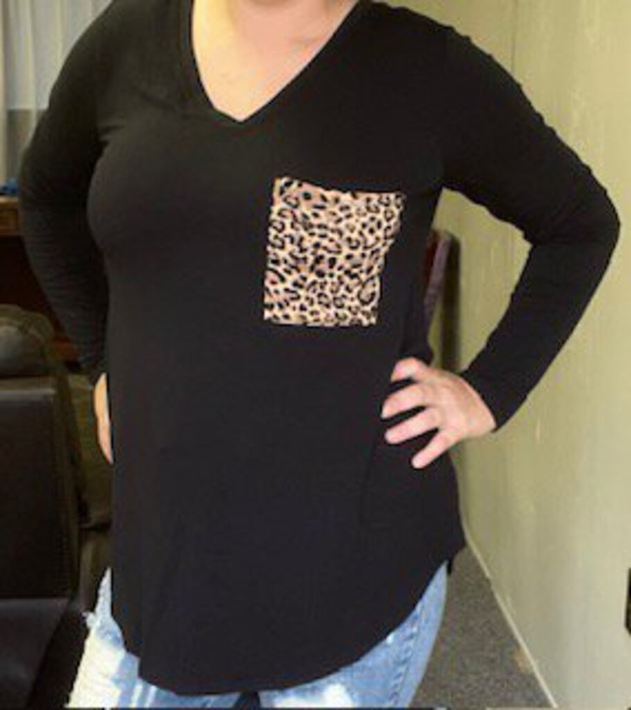 LONG SLEEVE LEOPARD PRINT POCKET SHIRT