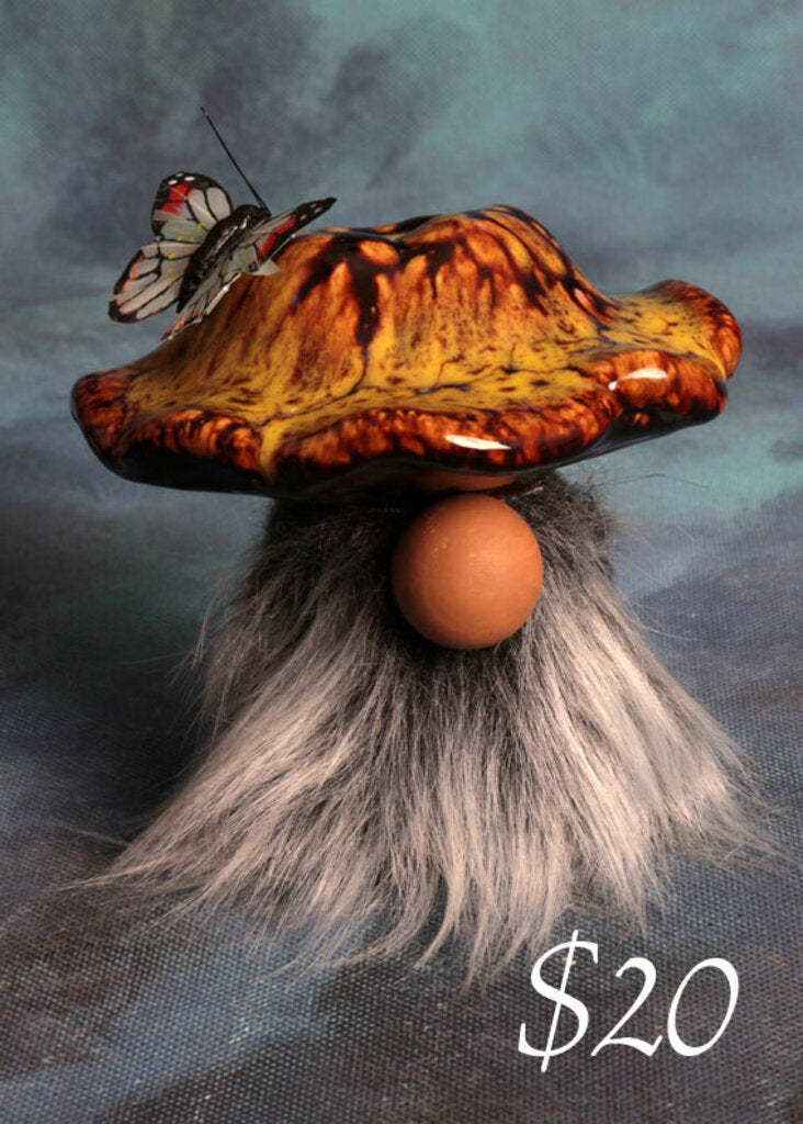 Mushroom gnome with butterfly