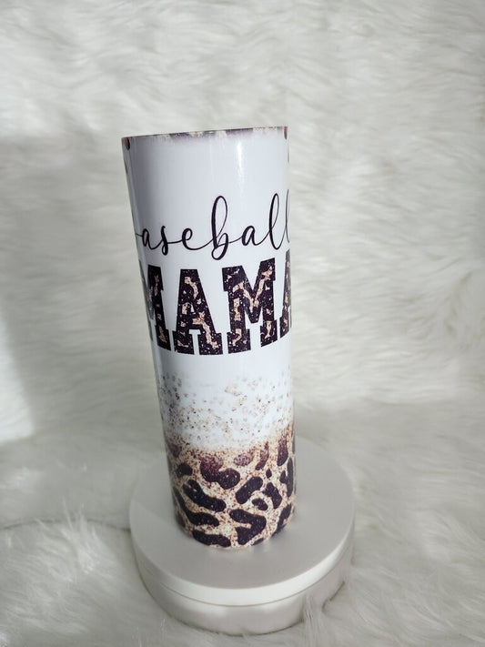 Baseball Mama Cheetah print Tumbler