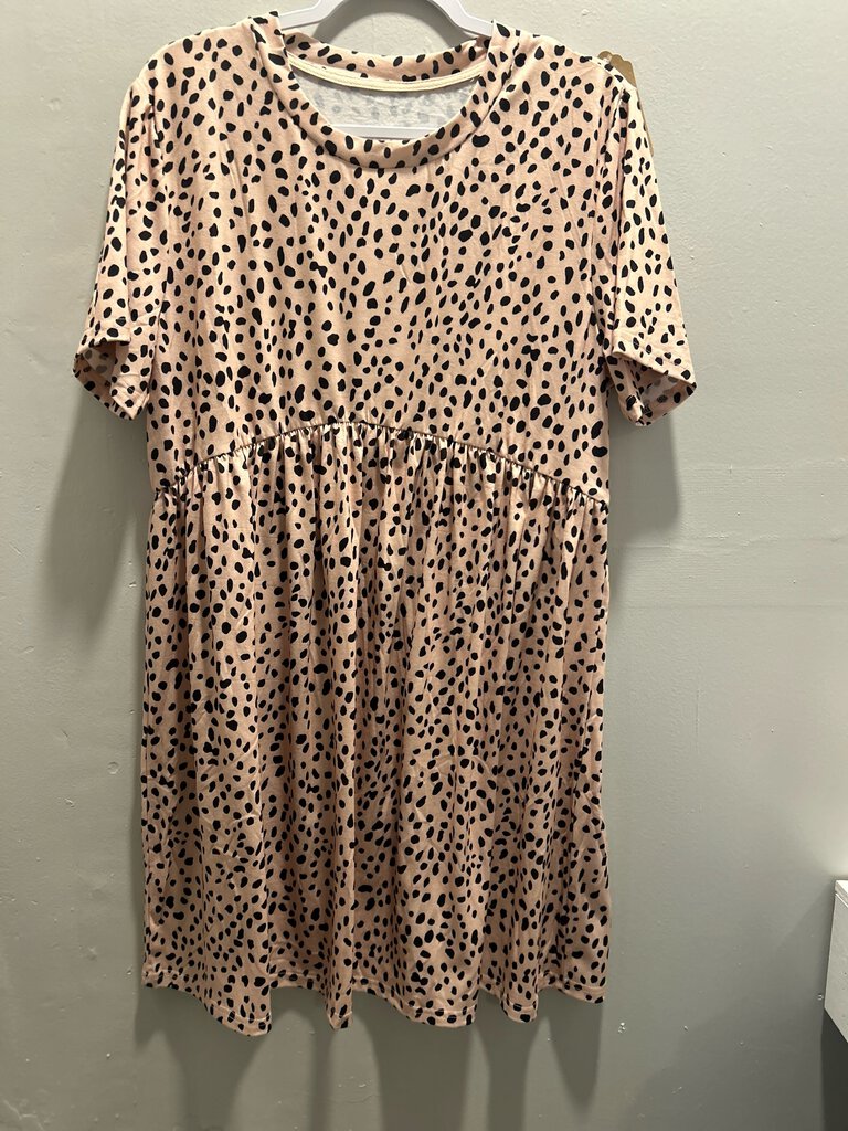 LIGHT BROWN SPOTTED DRESS