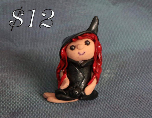 polymer witch -red headed - small- bc