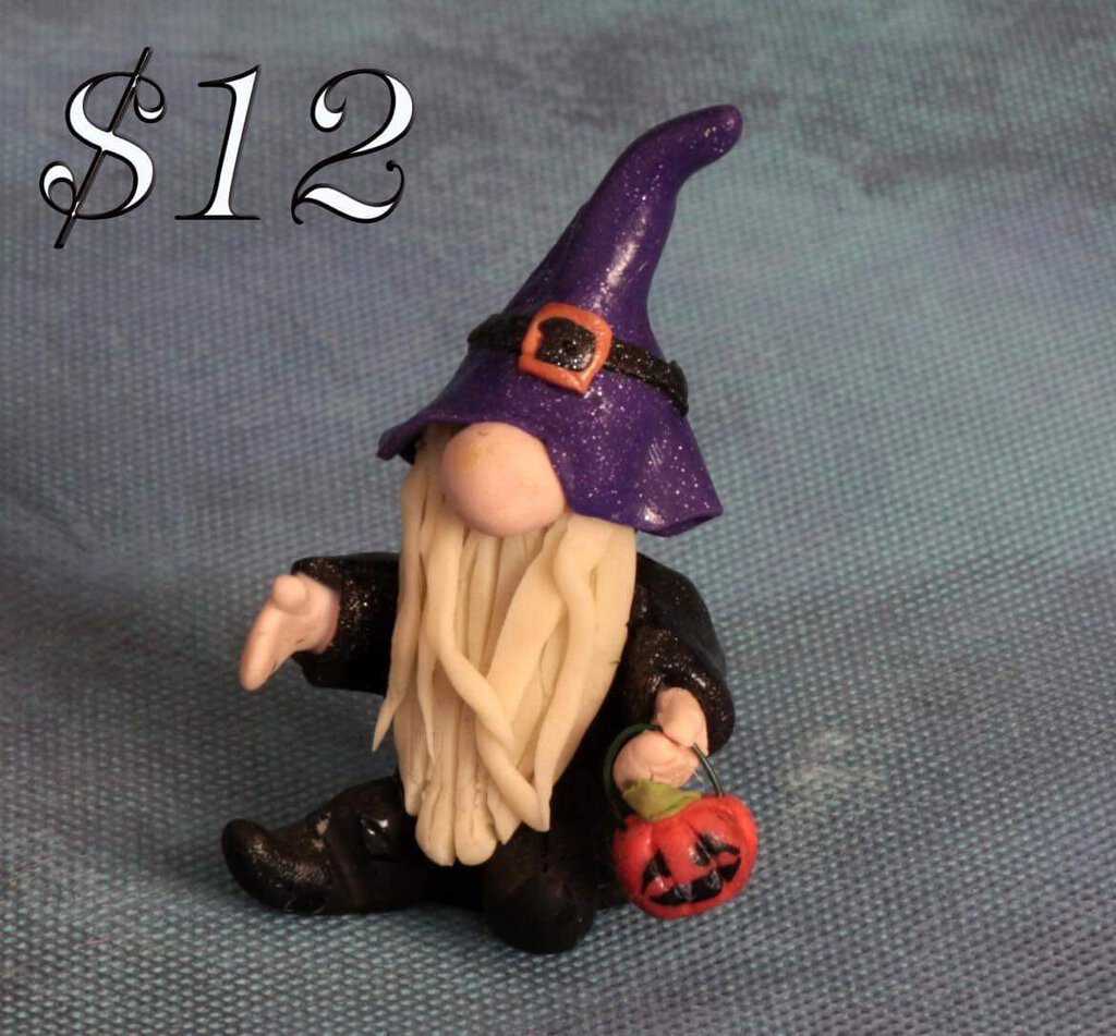 polymer witch gnome with pumpkin -bc