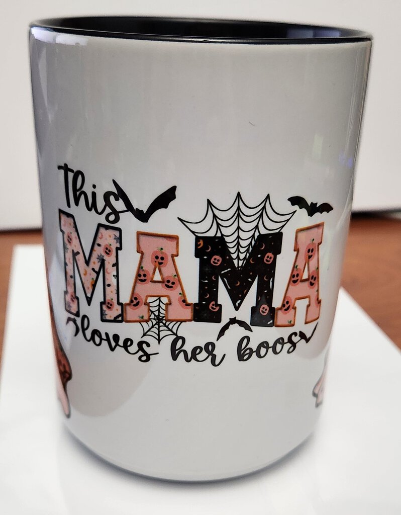 This MaMa Loves Her Boos Mug Blck 15oz