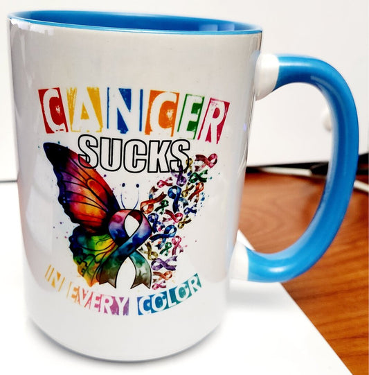 Cancer Sucks In Every Color Mug Trq 15oz