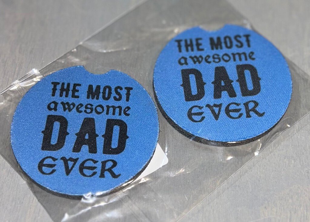 Blue The Most Awesome Dad Ever Car Coasters Dbl