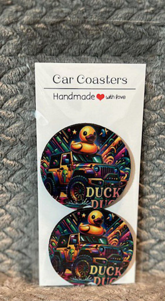 Duck Duck Jeep Dbl Car Coasters