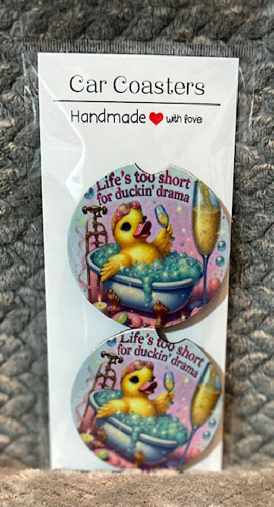 Life's Too Short Duck Dbl Car Coasters