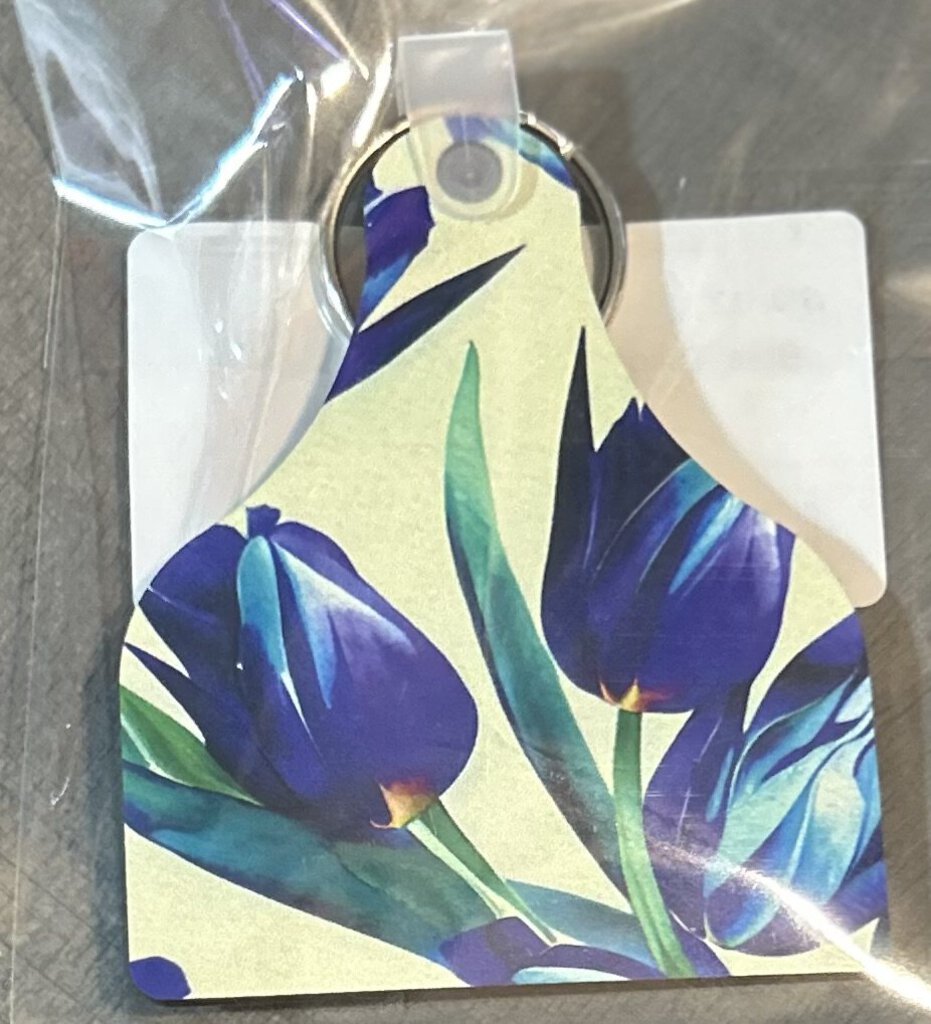 Blue Tulips Cow Tag KC