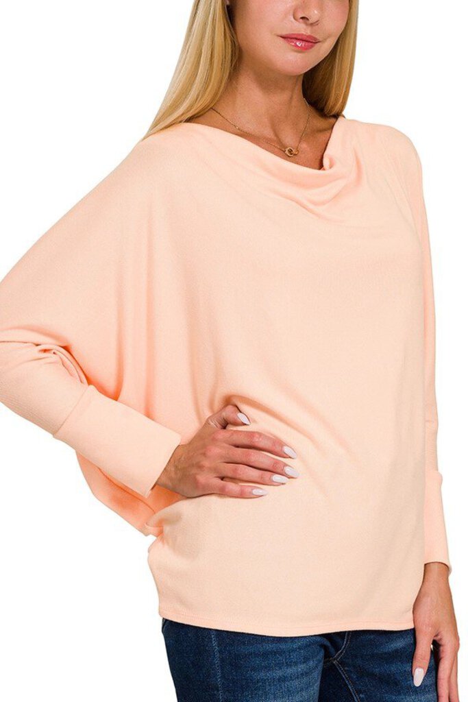 Dolman Sleeve Boat Neck Long Sleeve Top