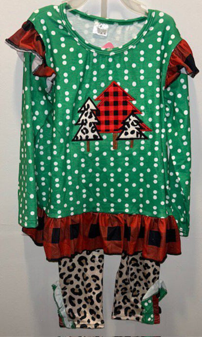 #67 - Green Polka Dot Red Plaid 2pc