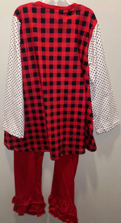 #85C - Grey White Polka Dot Red Truck 2pc