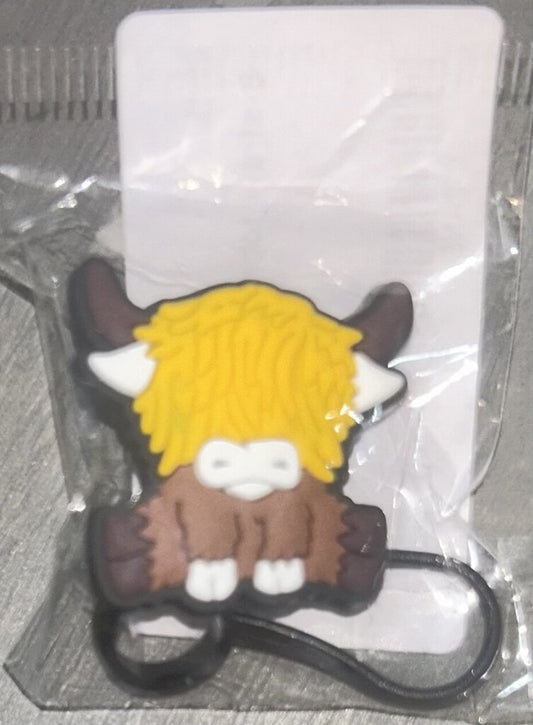 Yellow Highland Cow Straw Topper