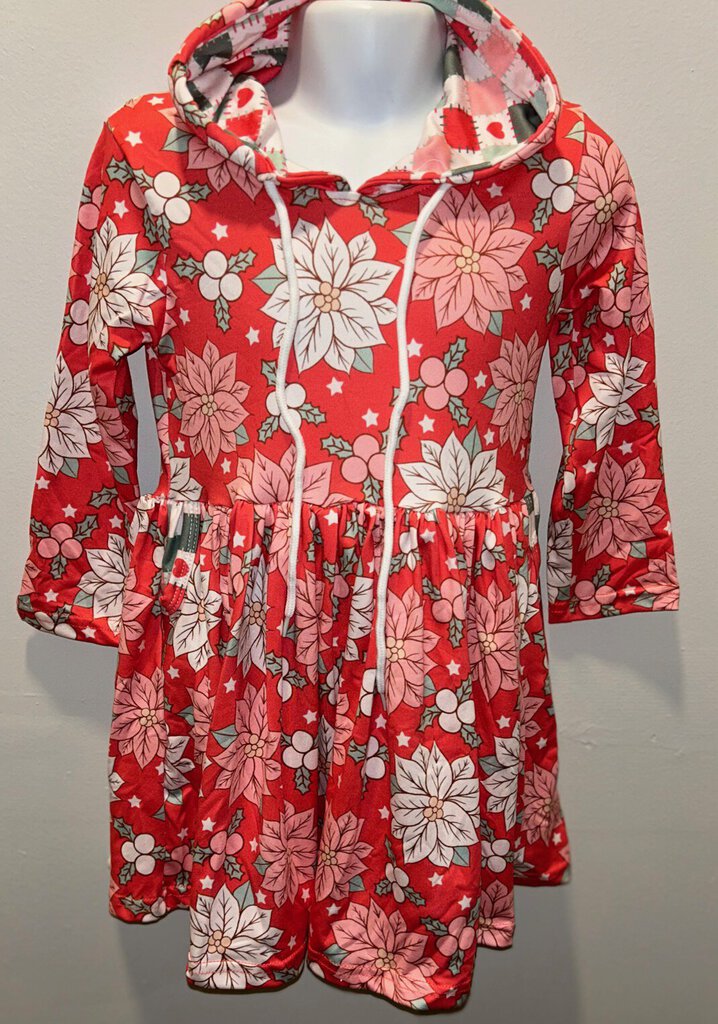 Christmas Floral Hooded Dress