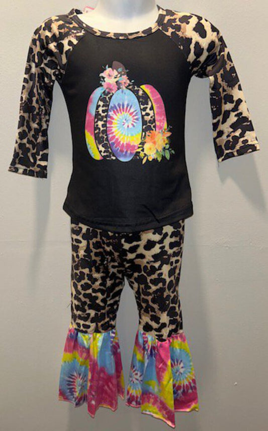 Boutique - #16H - Tie Dye Leopard Pumpkin 2pc