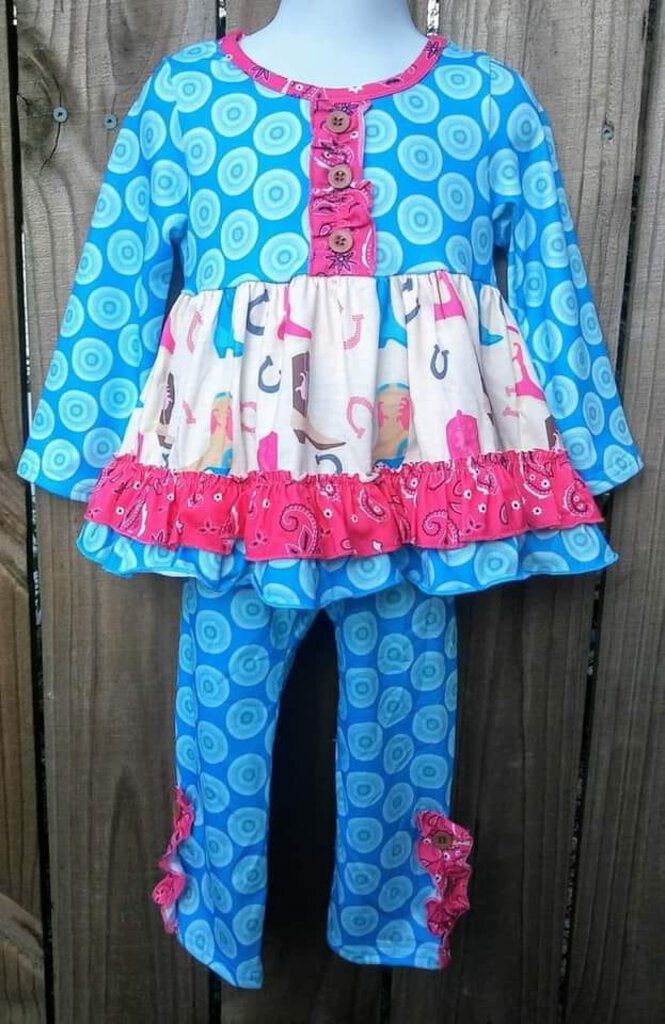 #91 - Cowboy Boots Blue Swirl 2pc