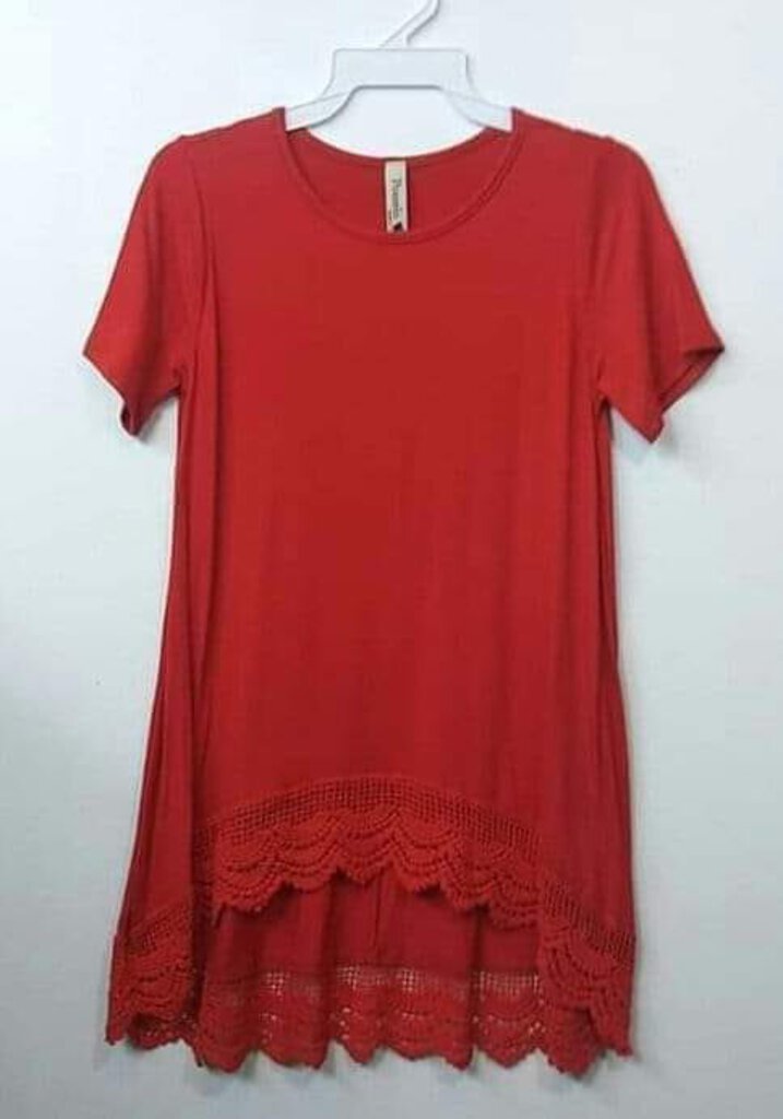 Pomelo Red Shirt with Lace Bottom