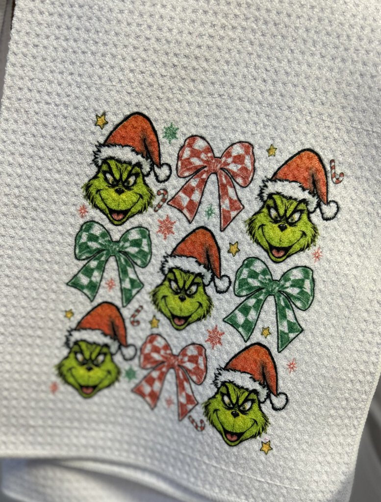 Grinch Head Kitchen Towel