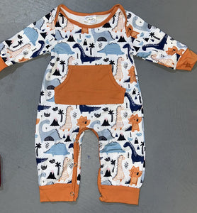 Orange Dino Romper