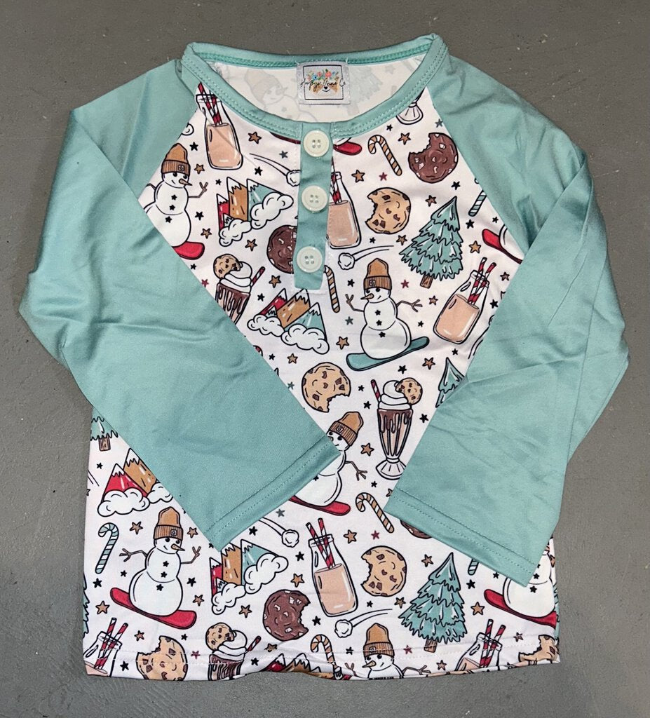 Snowman Winter Button Raglan